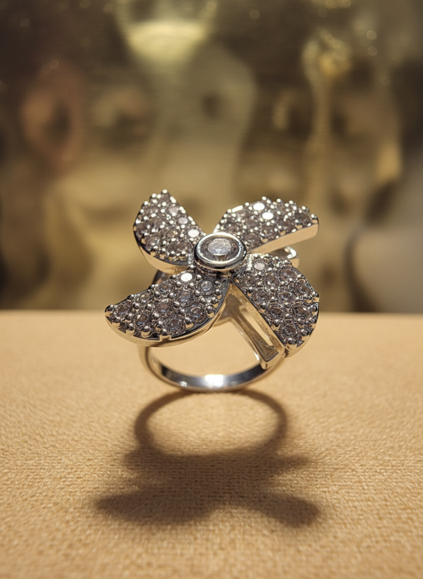 Bague Aurore Argentée - Fond beige