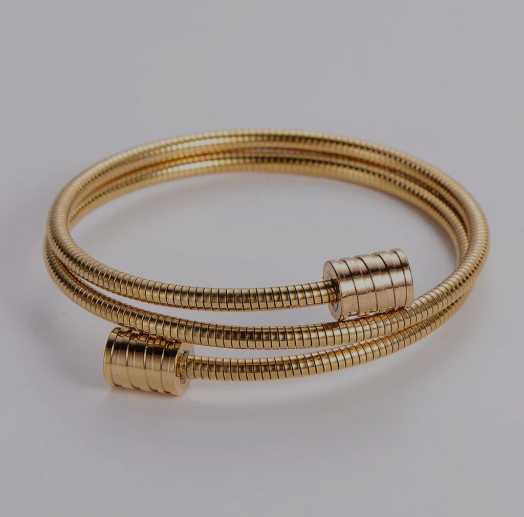 Bracelet Acier Inoxydable Double Chaîne Serpent Ajustable