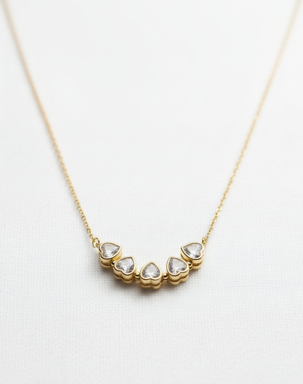 Collier Modulable 4 Cœurs - Cristaux et Or