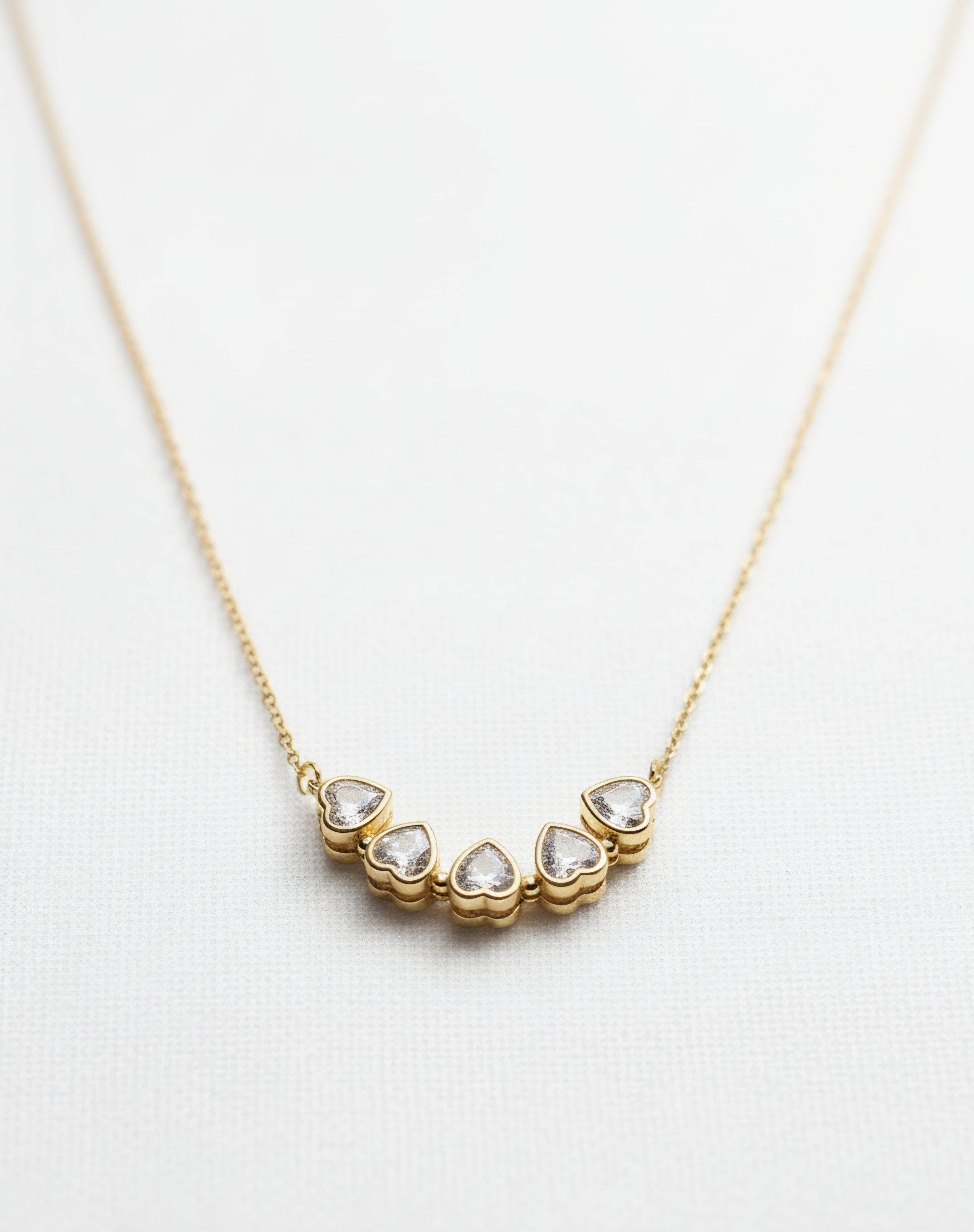 Collier Modulable 4 Cœurs - Cristaux et Or