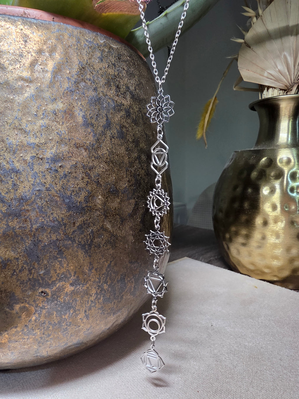 Collier Acier Inoxydable 7 Chakras Équilibrage Énergétique