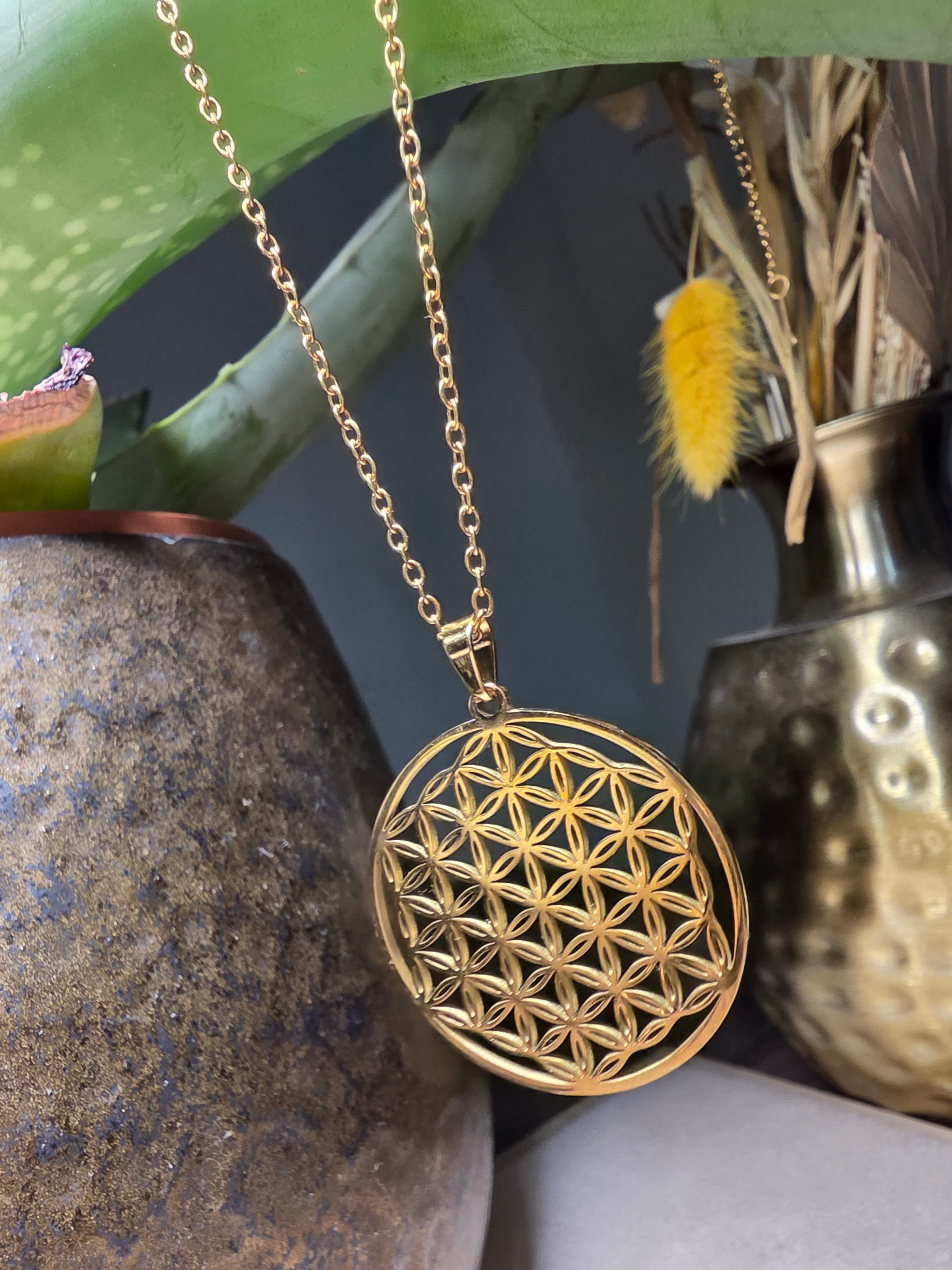 Collier Acier Inoxydable Fleur de Vie Géométrie Sacrée