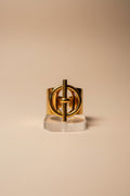 Bague Acier Inoxydable Dorée Cercles  Barre Verticale Ajustable