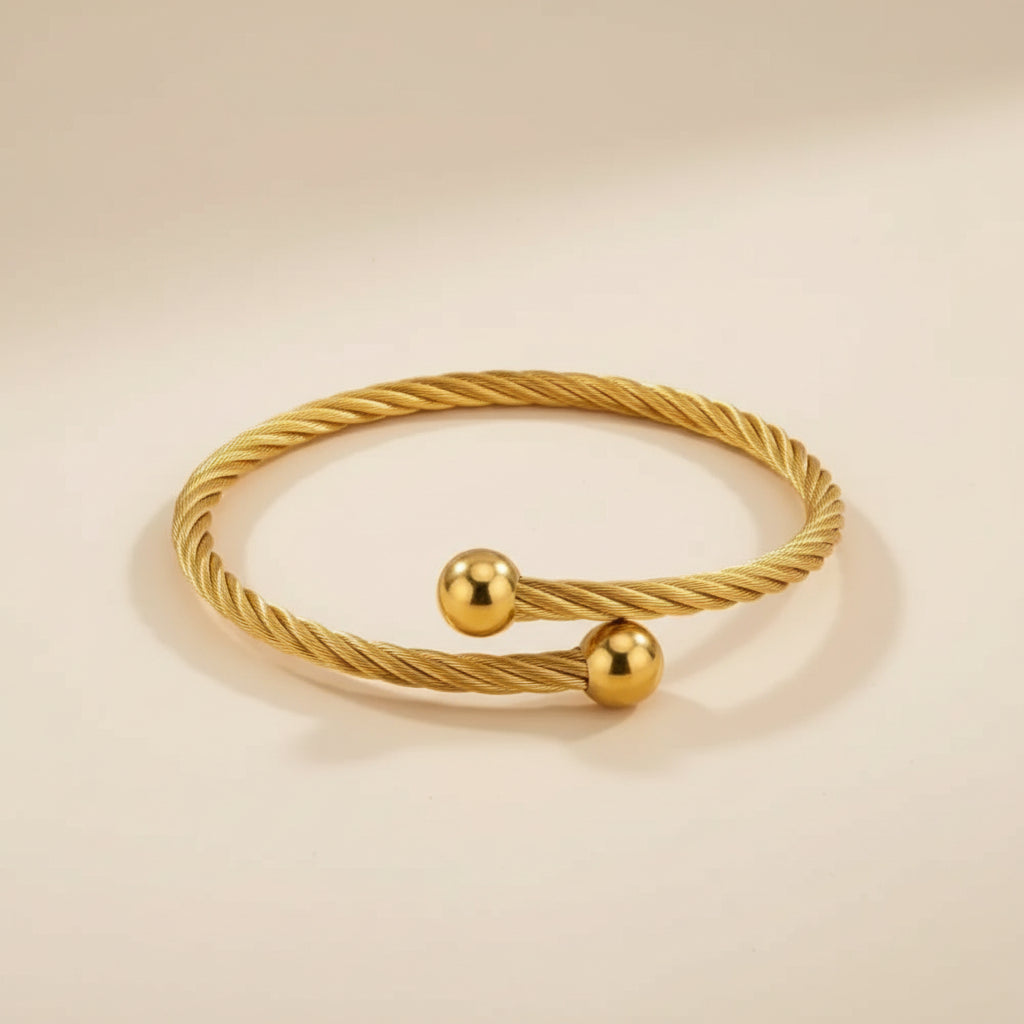 Jonc Acier Inoxydable Câble Double Rang Boules