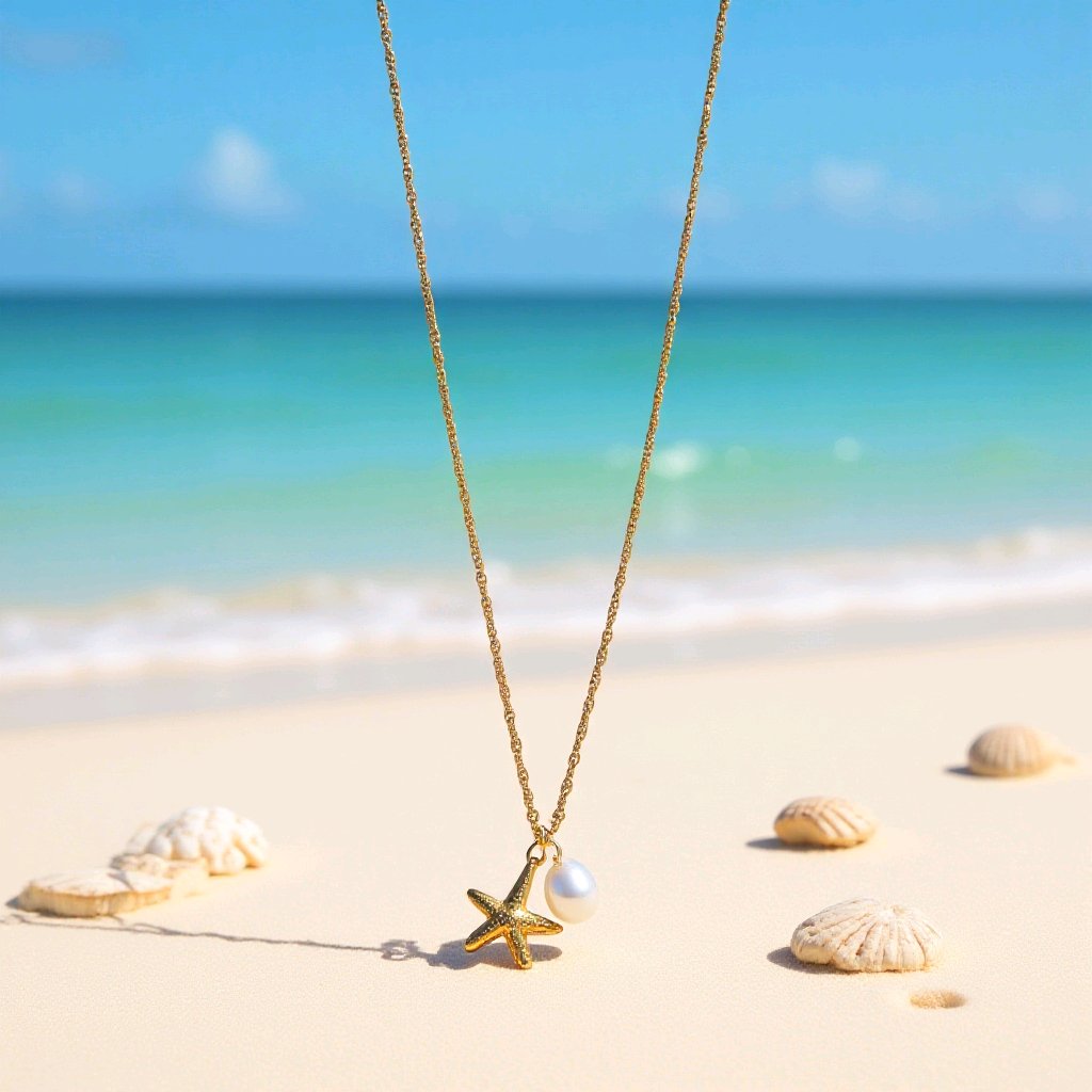 Collier Stella - Étoile de Mer Dorée et Perle
