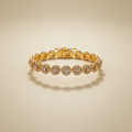 Bracelet Acier Inoxydable Doré Médaillons Ronds Pavés Strass