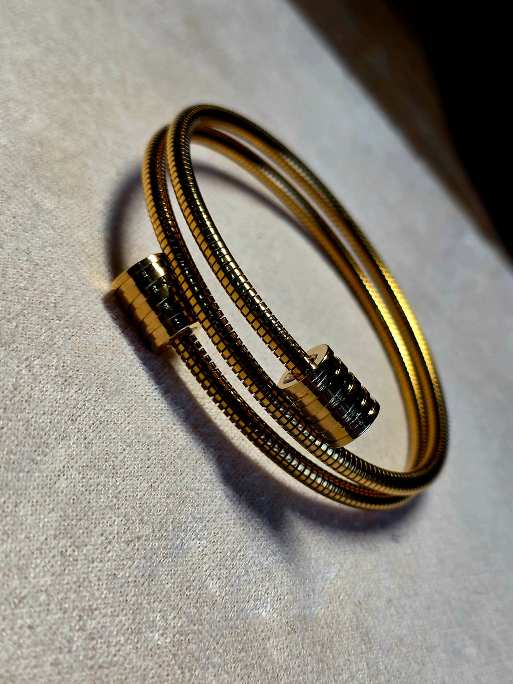 Bracelet Acier Inoxydable Double Chaîne Serpent Ajustable