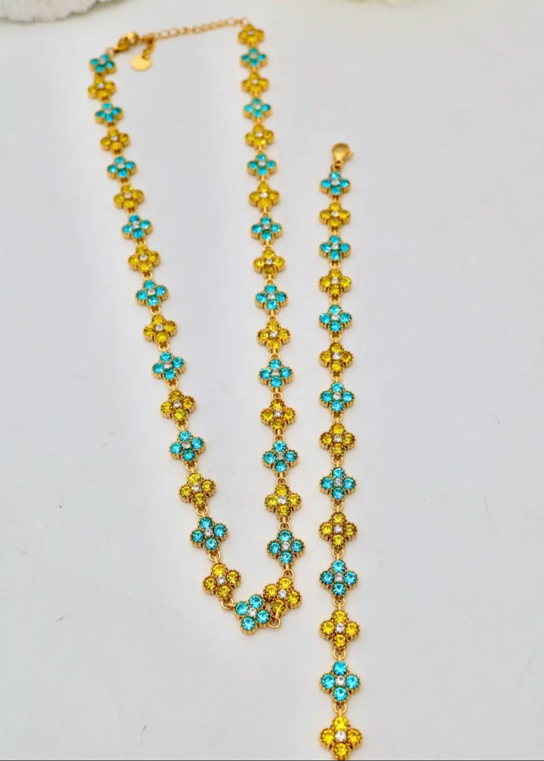 Parure IRIS jaune et bleu