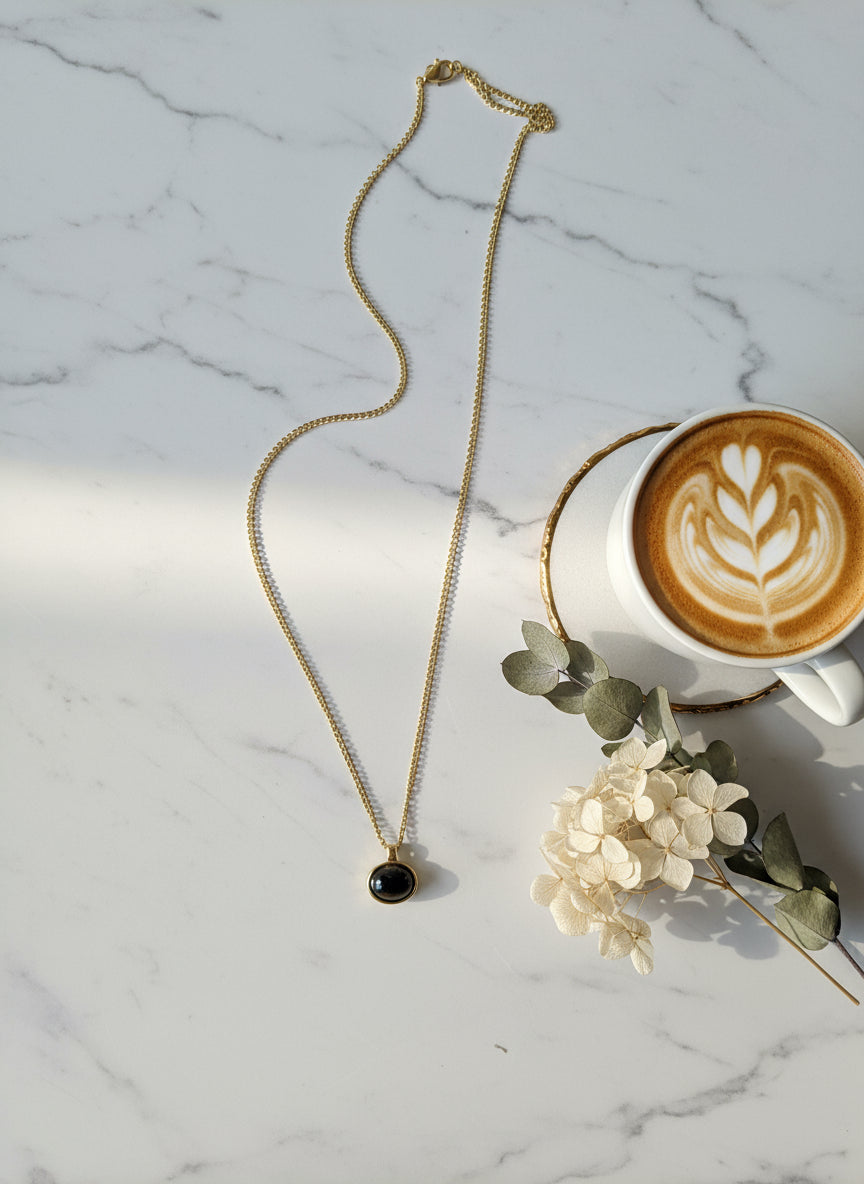 Collier Chaîne Torsadée Pendentif Œil de Tigre Doré