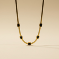 Collier Chaîne Serpent Pierres Noires Dorées