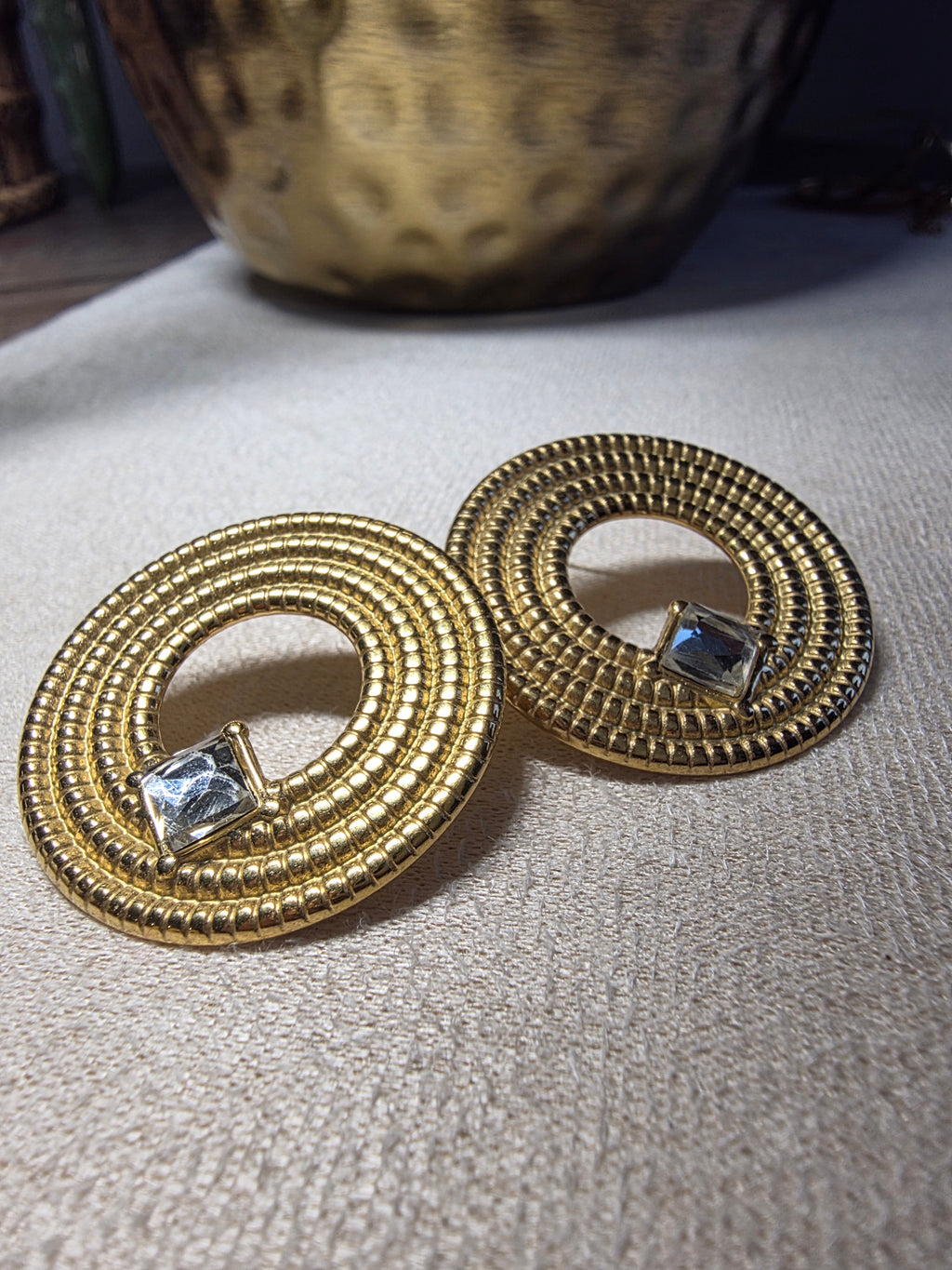 Parure Acier Inoxydable 3 Pièces Médaillons Cercles Texturés