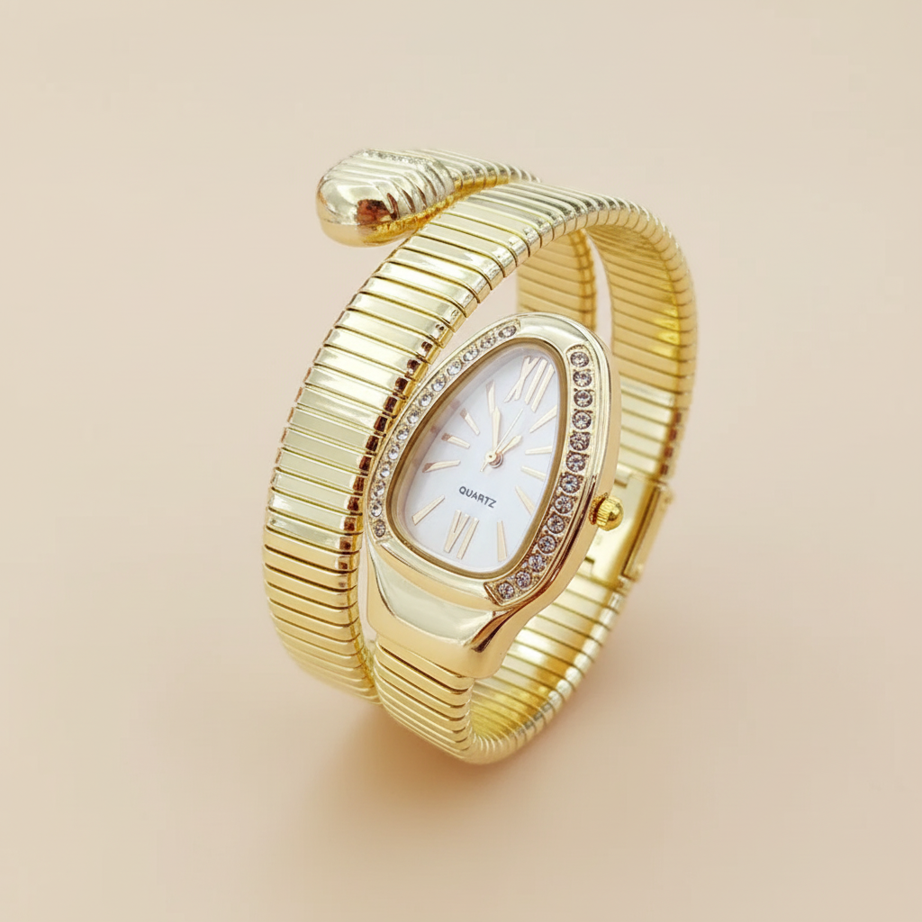 Montre-Bracelet Dorée Serpent