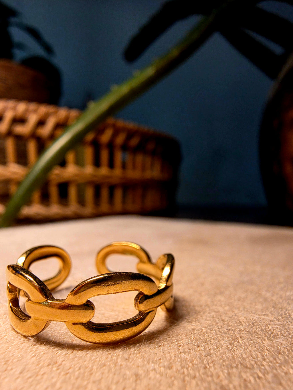 Bague  Dorée Chaîne Maillons Ovales Entrelacés