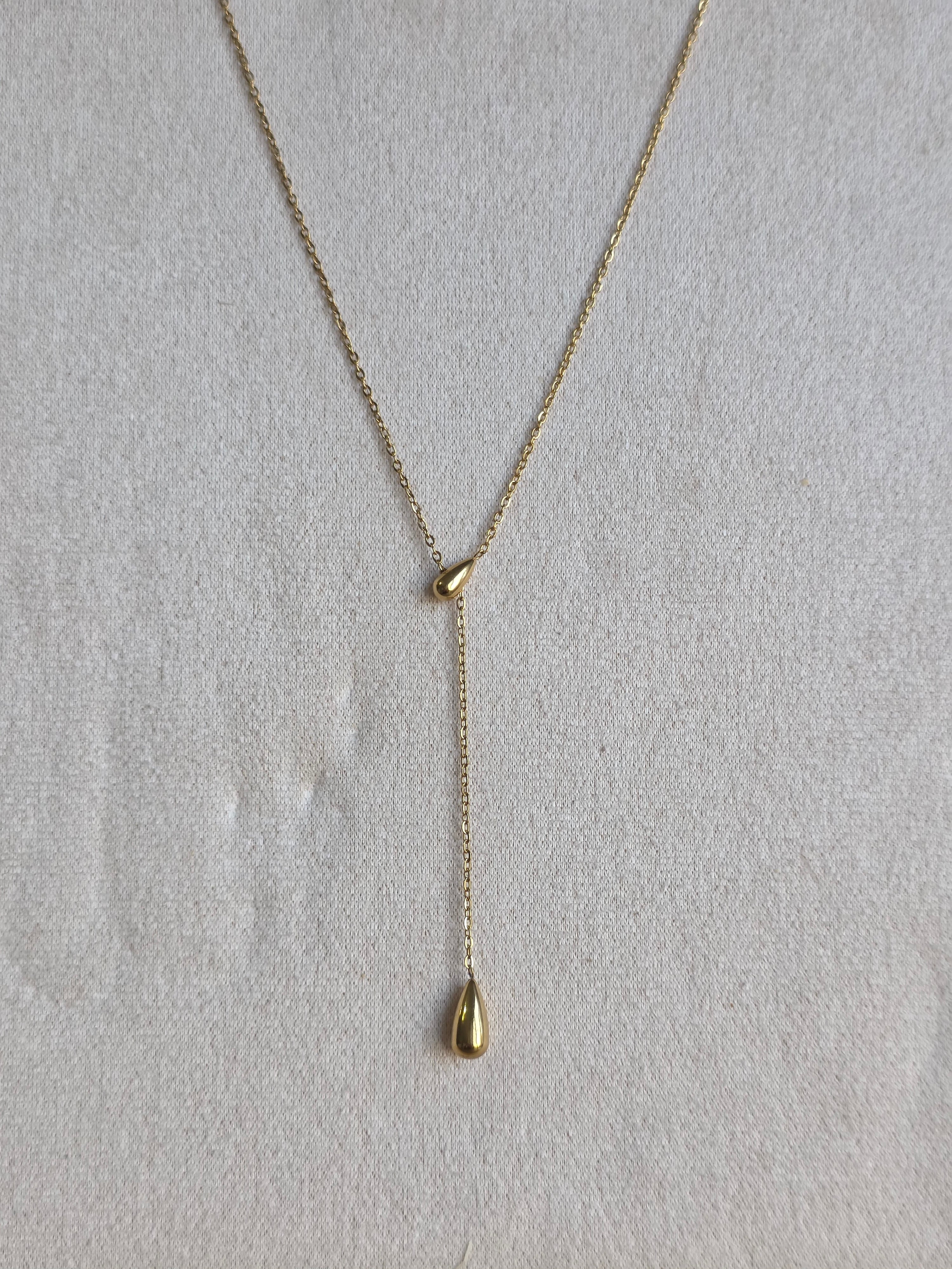 Collier Acier Inoxydable Y Pendentif Goutte