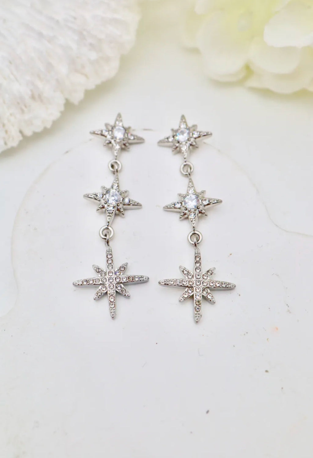 Boucles d'Oreilles Étoile Argentées