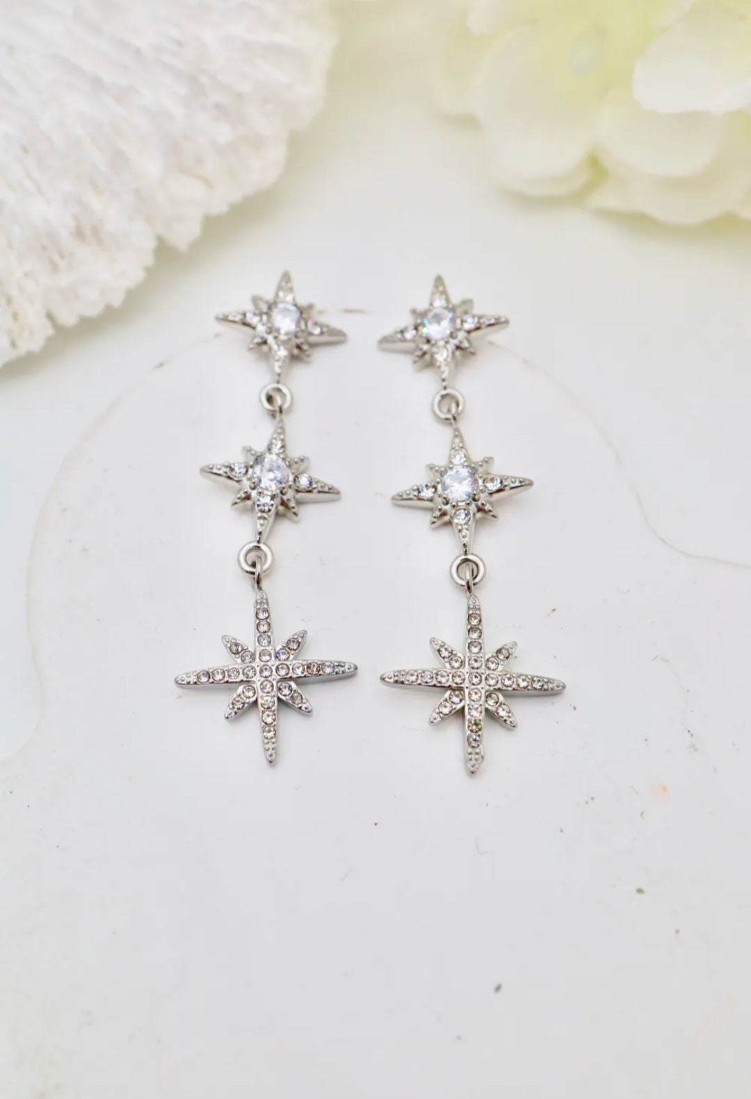 Boucles d'Oreilles Étoile Argentées