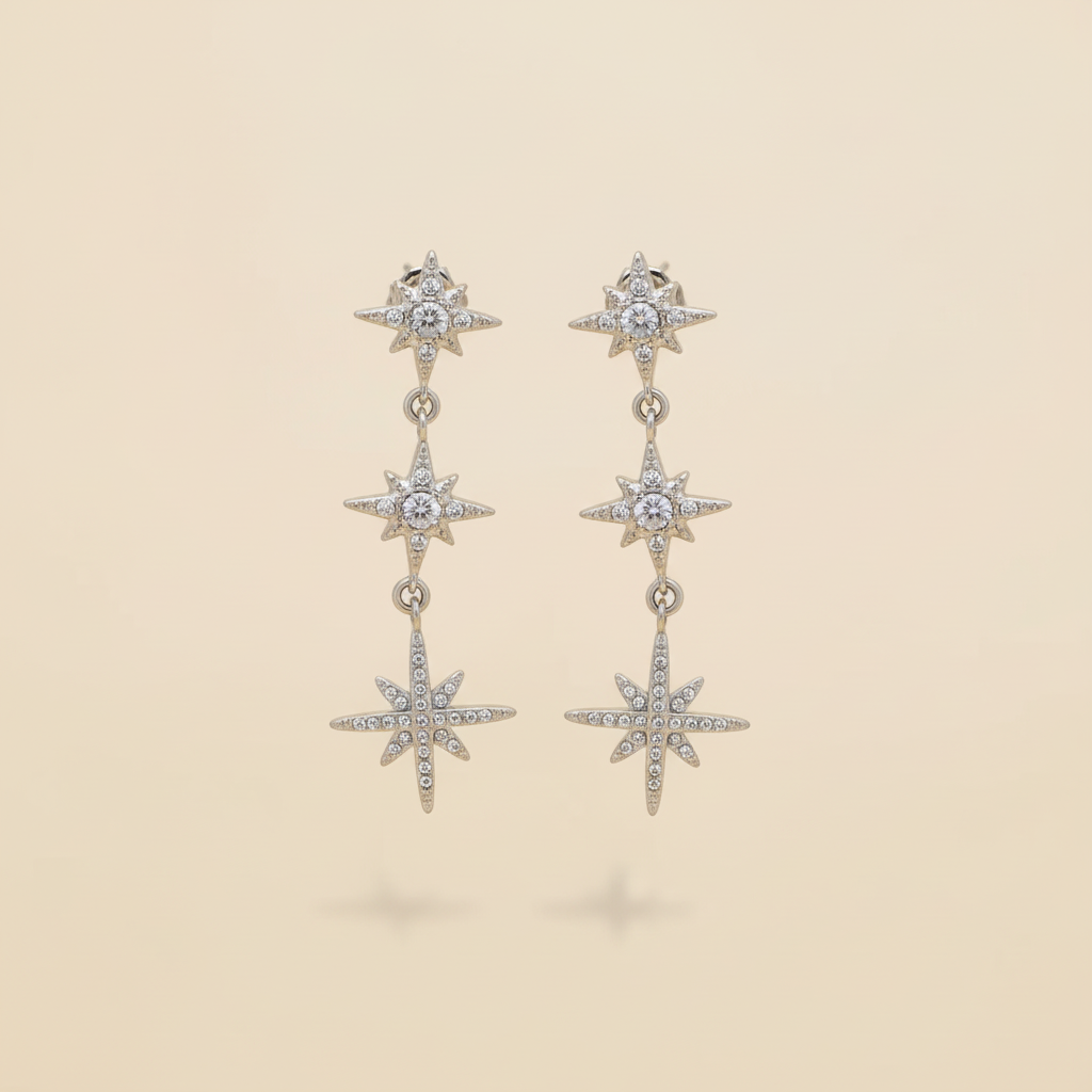Boucles d'Oreilles Étoile Argentées