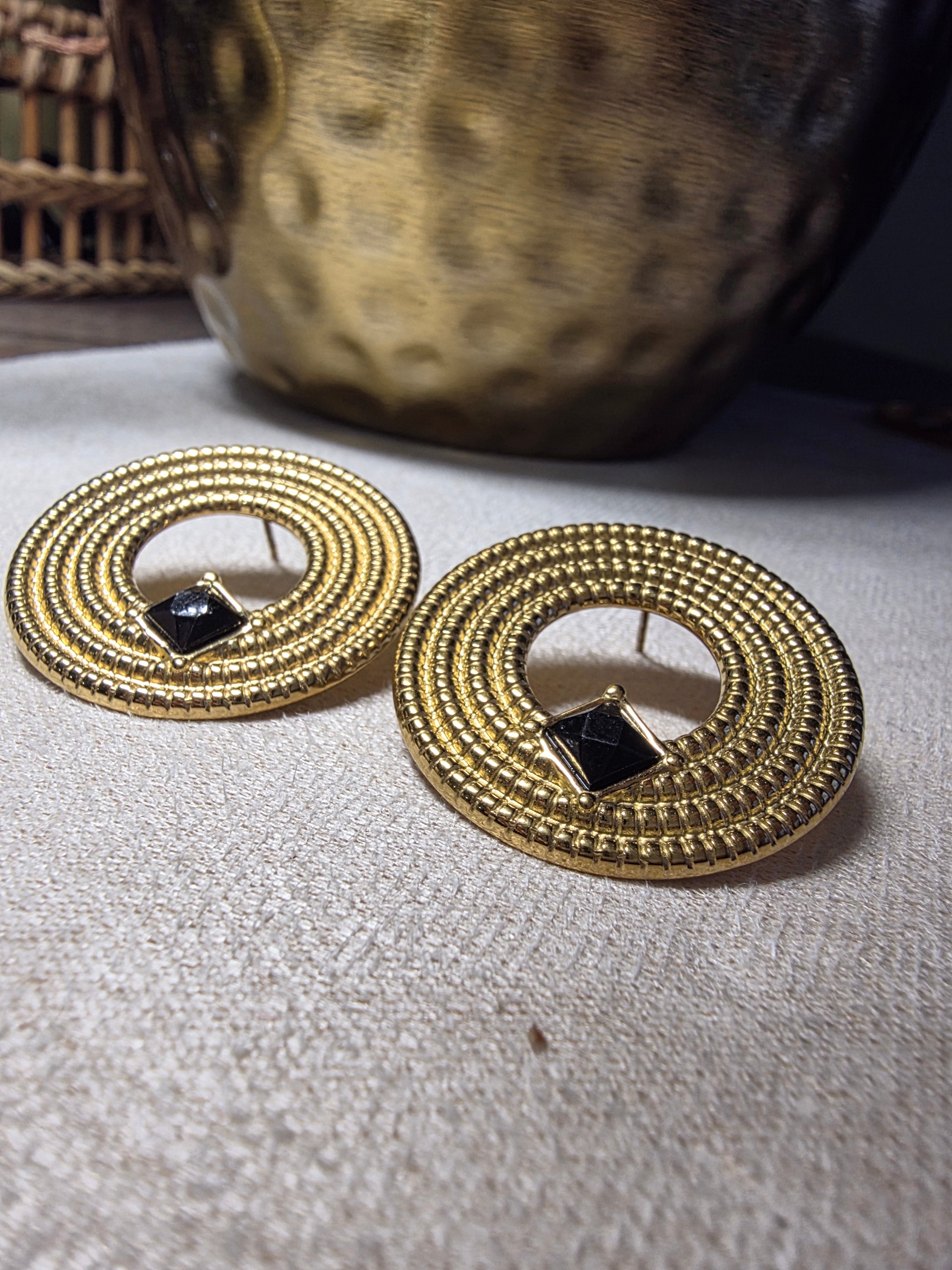 Parure Acier Inoxydable 3 Pièces Médaillons Cercles Texturés