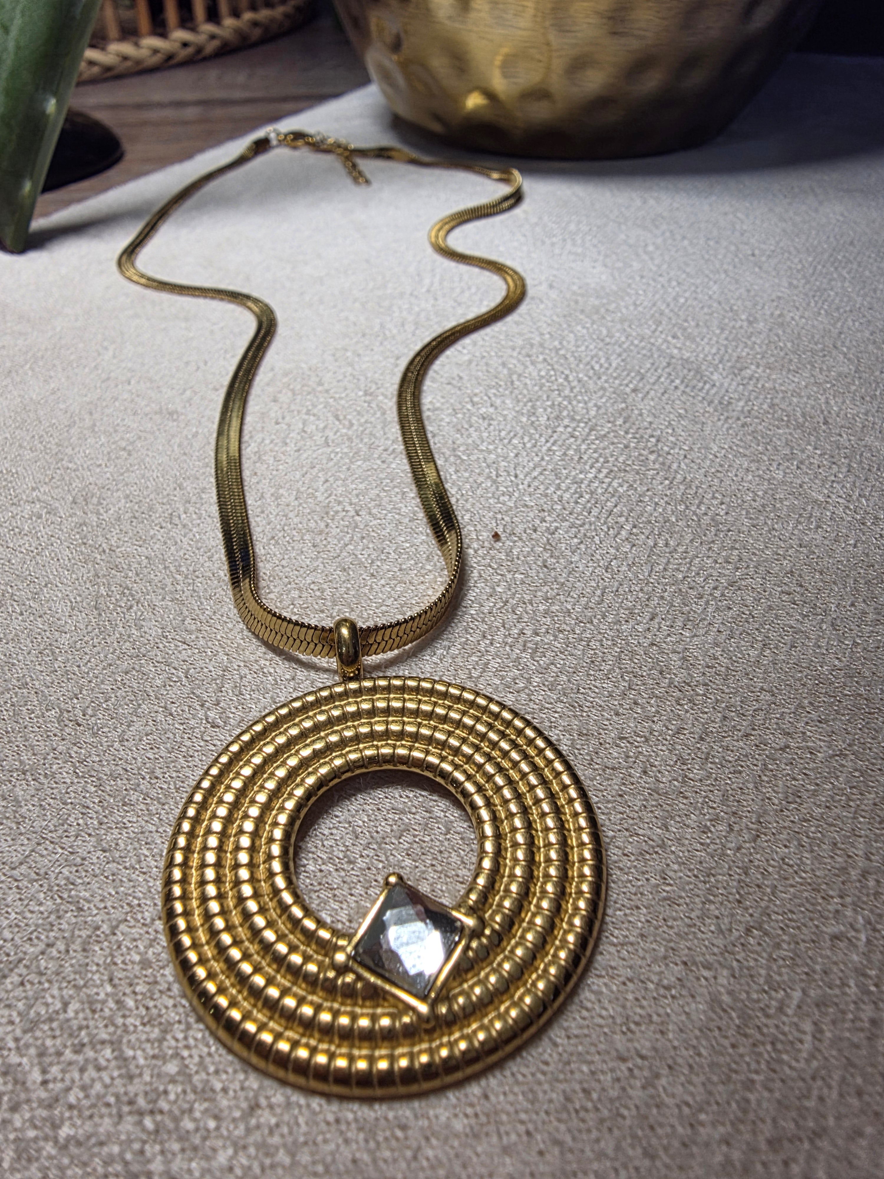 Parure Acier Inoxydable 3 Pièces Médaillons Cercles Texturés