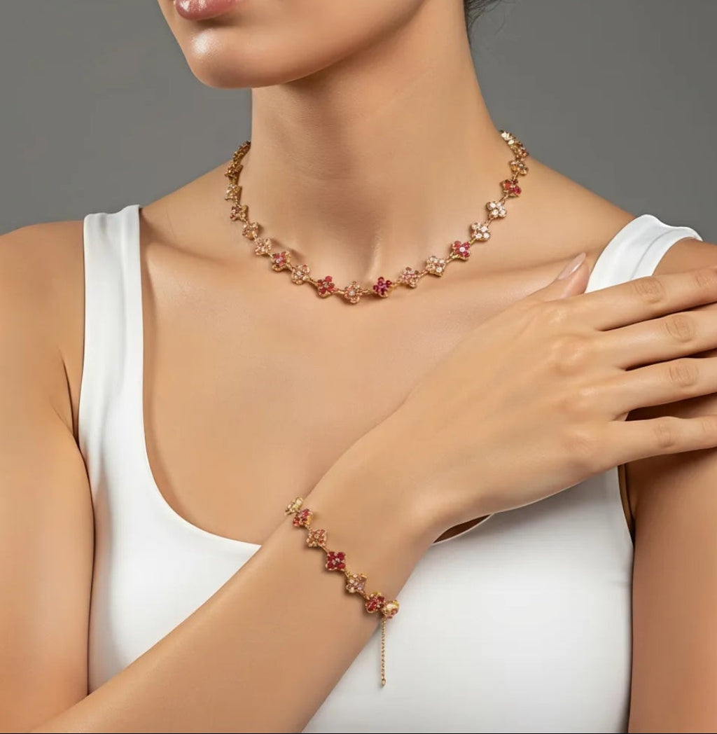 Parure IRIS Rose et Or