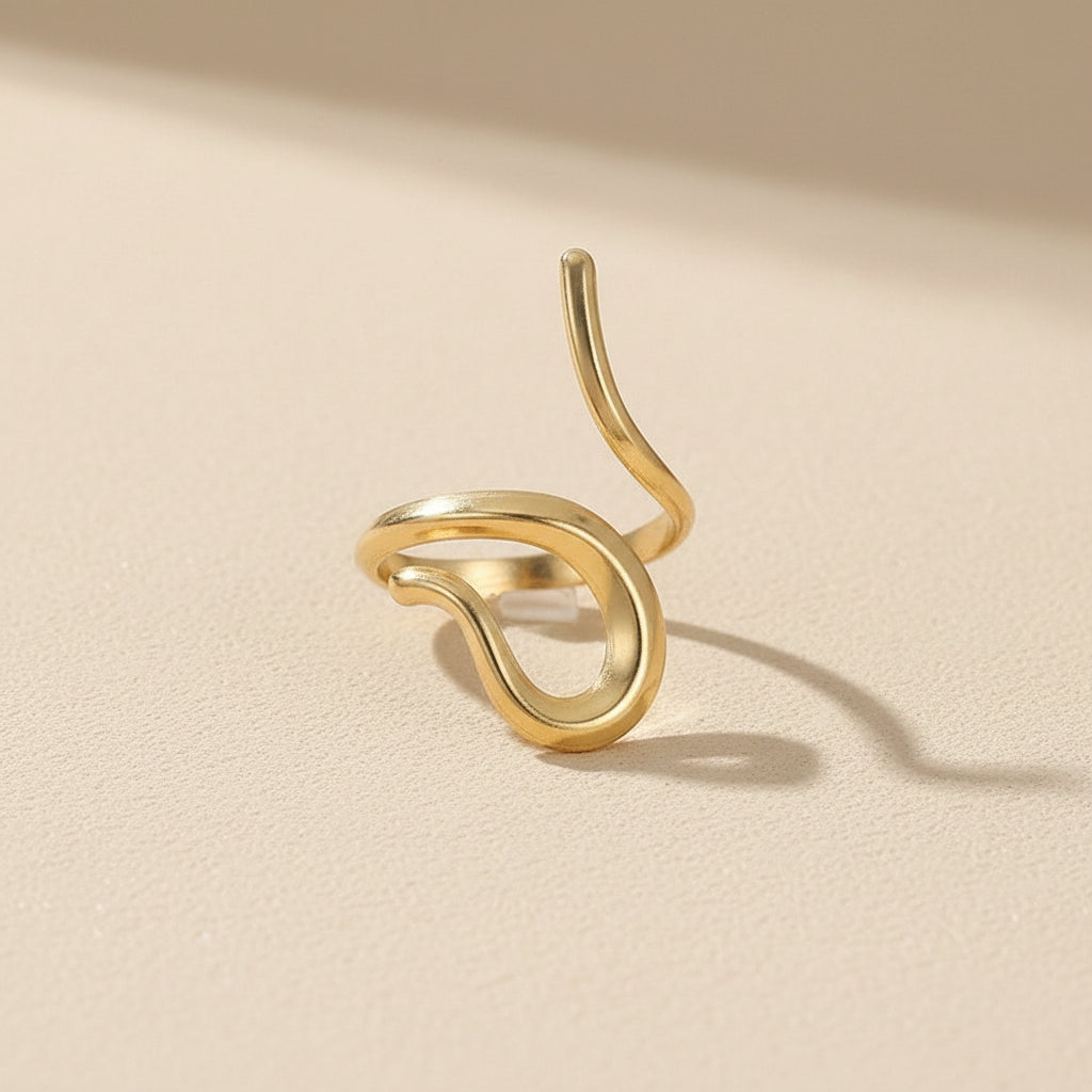 Bague  Dorée Spirale Élégante Ajustable