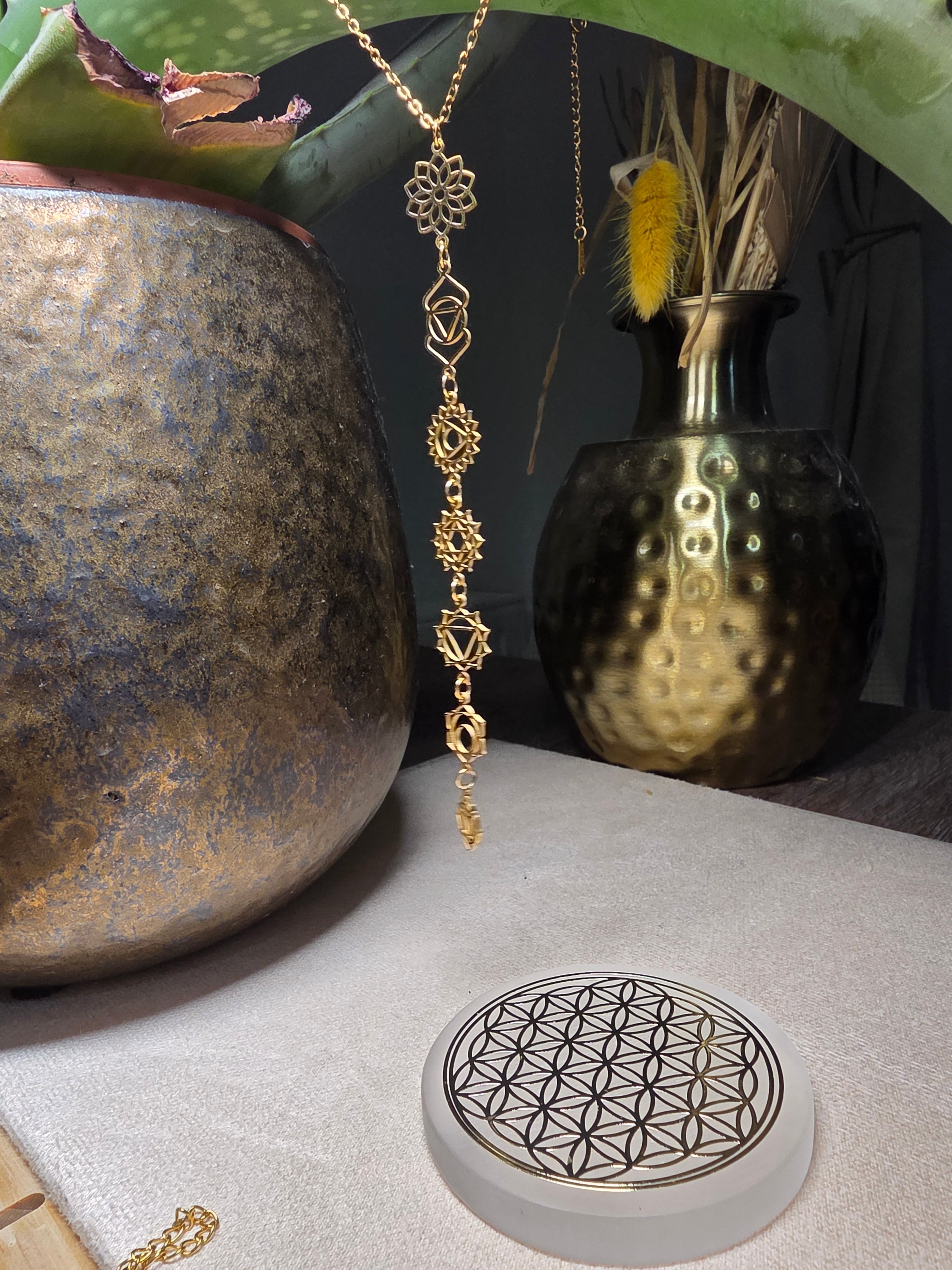 Collier Acier Inoxydable 7 Chakras Équilibrage Énergétique