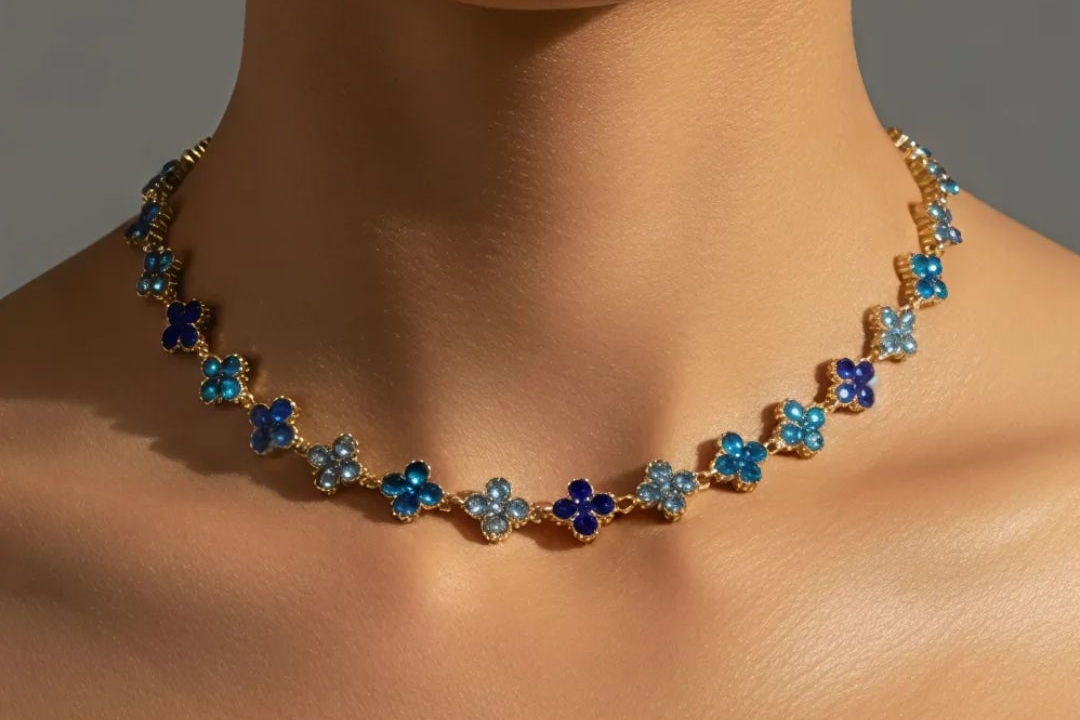 Collier Iris Bleues et Turquoise