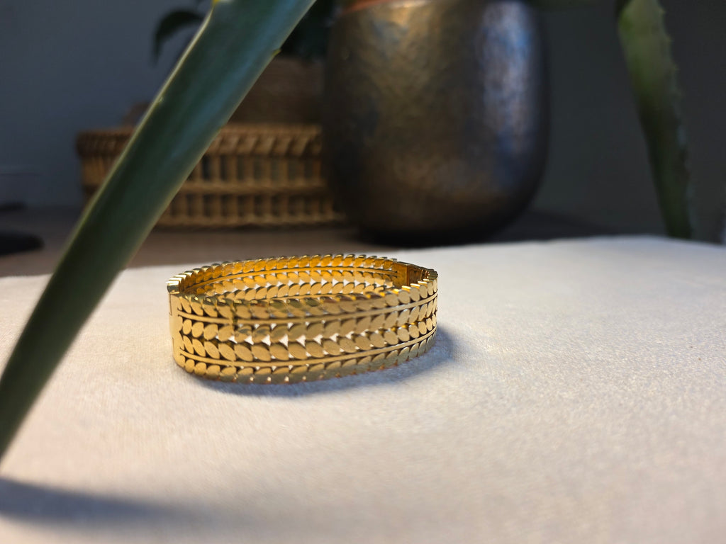 Bracelet Manchette Acier Inoxydable Multi-Rangs Texturé