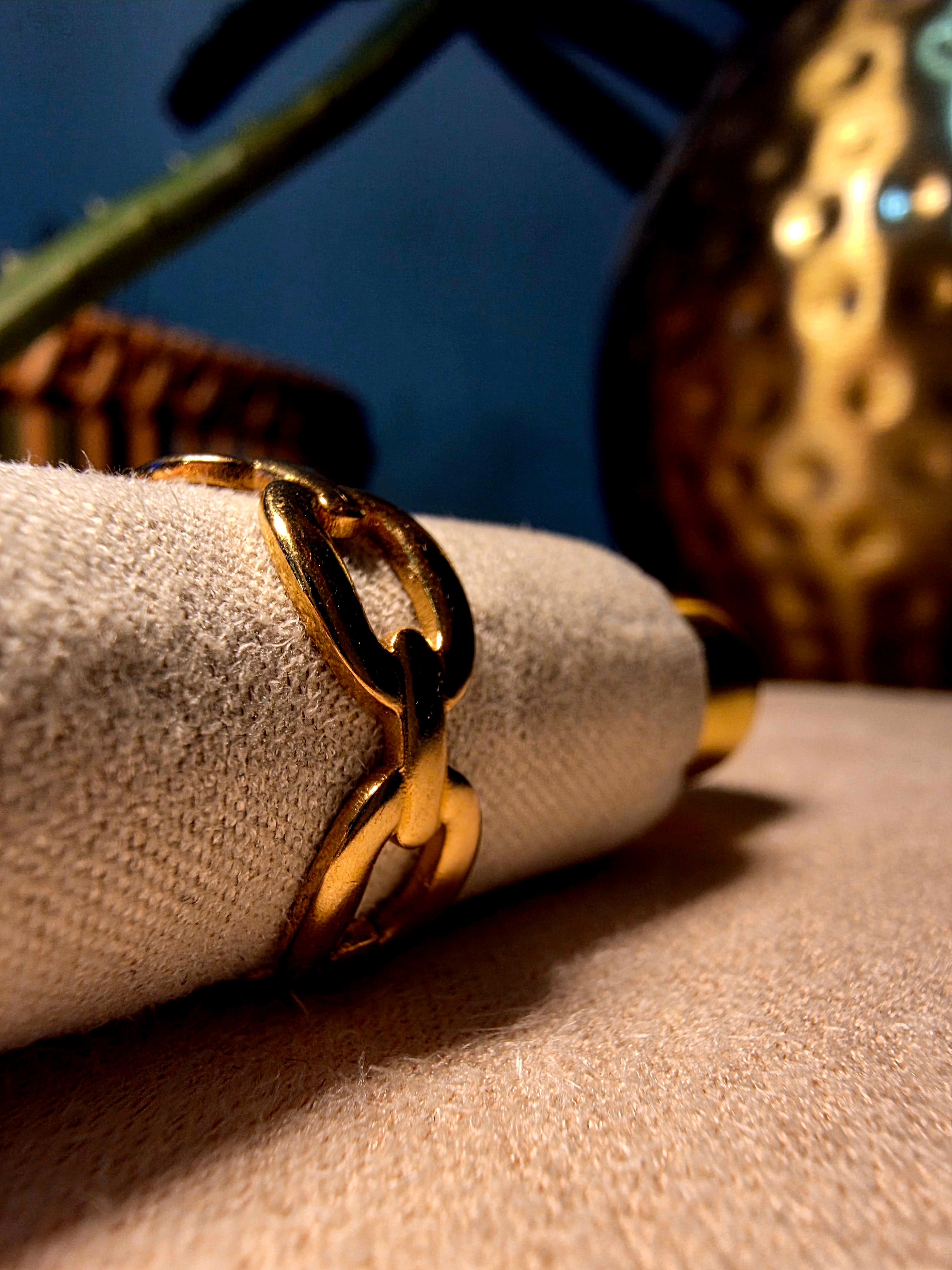 Bague  Dorée Chaîne Maillons Ovales Entrelacés