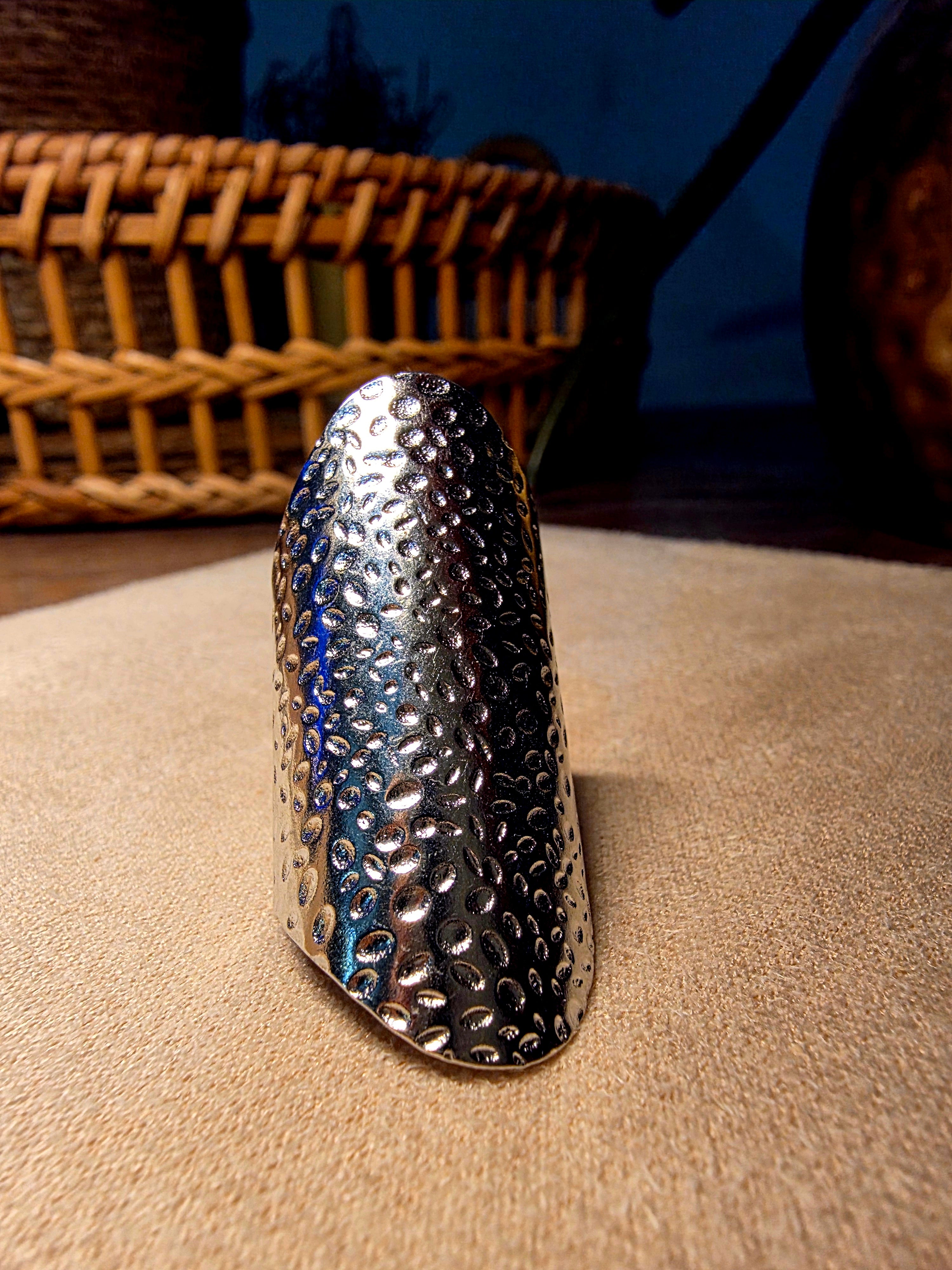 Bague Acier Inoxydable Dorée Large Conique Ajourée Motifs Ajustable