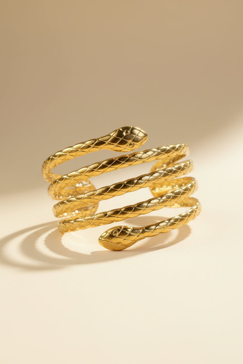 Jonc Acier Inoxydable Serpent Tressé Motif Écailles