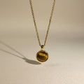 Collier Chaîne Torsadée Pendentif Œil de Tigre Doré