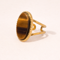 Bague Acier Inoxydable Dorée Pierre Œil de Tigre Ovale