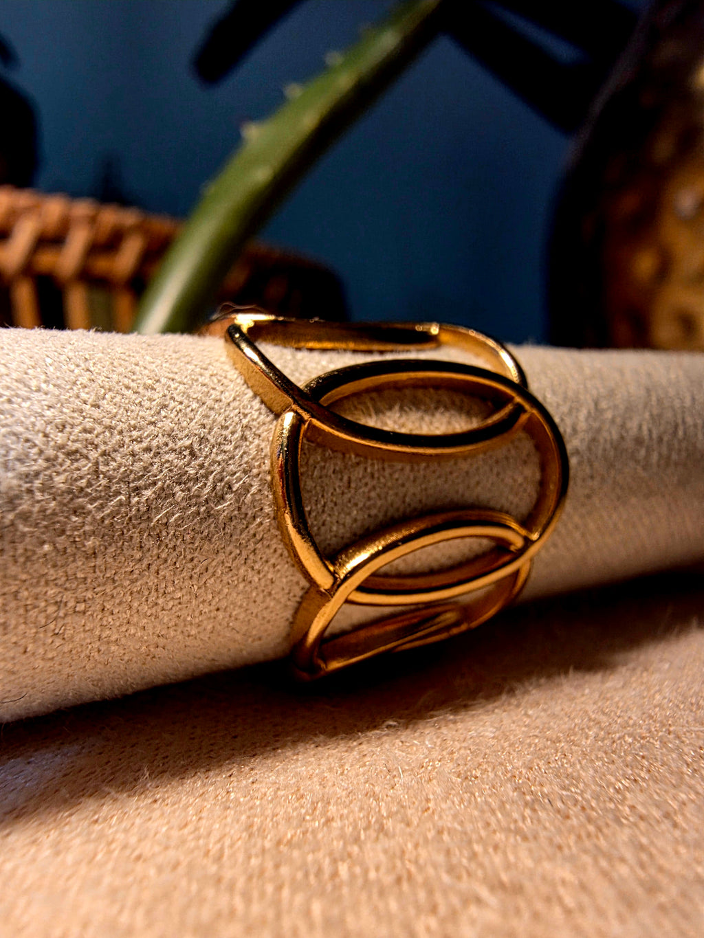 Bague  Dorée Multi-Ovales Ajourés Entrelacés