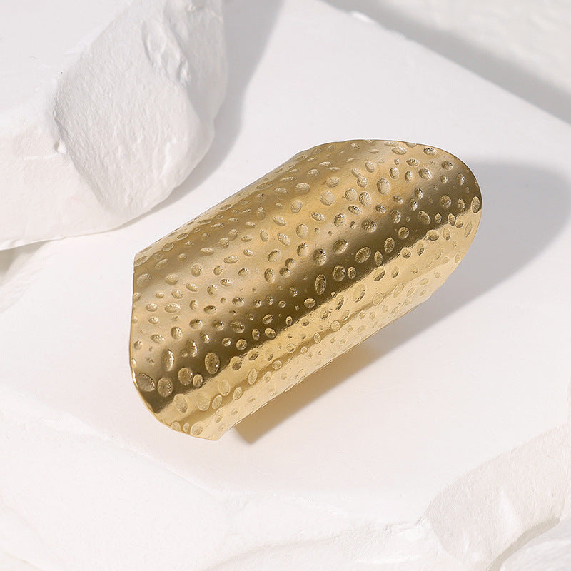 Bague Acier Inoxydable Dorée Large Conique Ajourée Motifs Ajustable