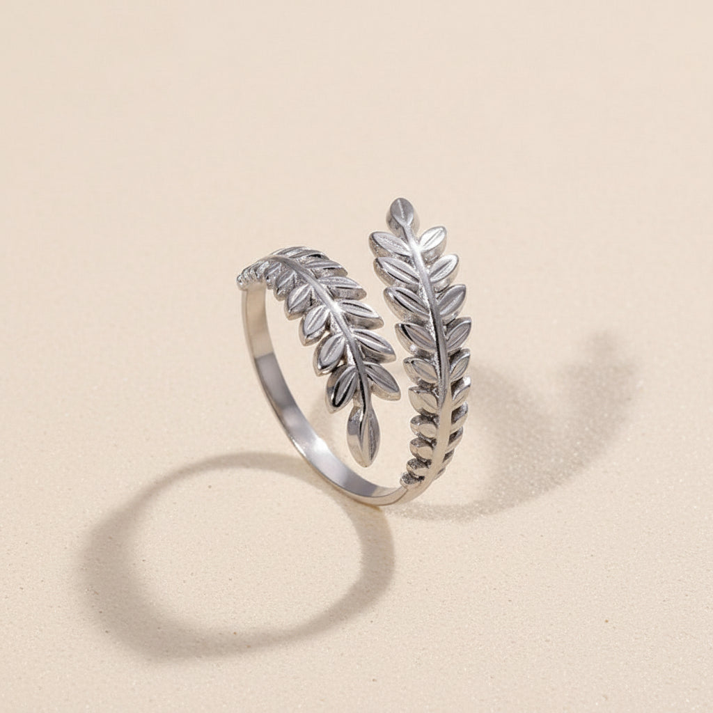 Bague Double Feuilles Enroulées