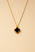 Collier Réversible Trèfle - Noir et Nacre Blanche