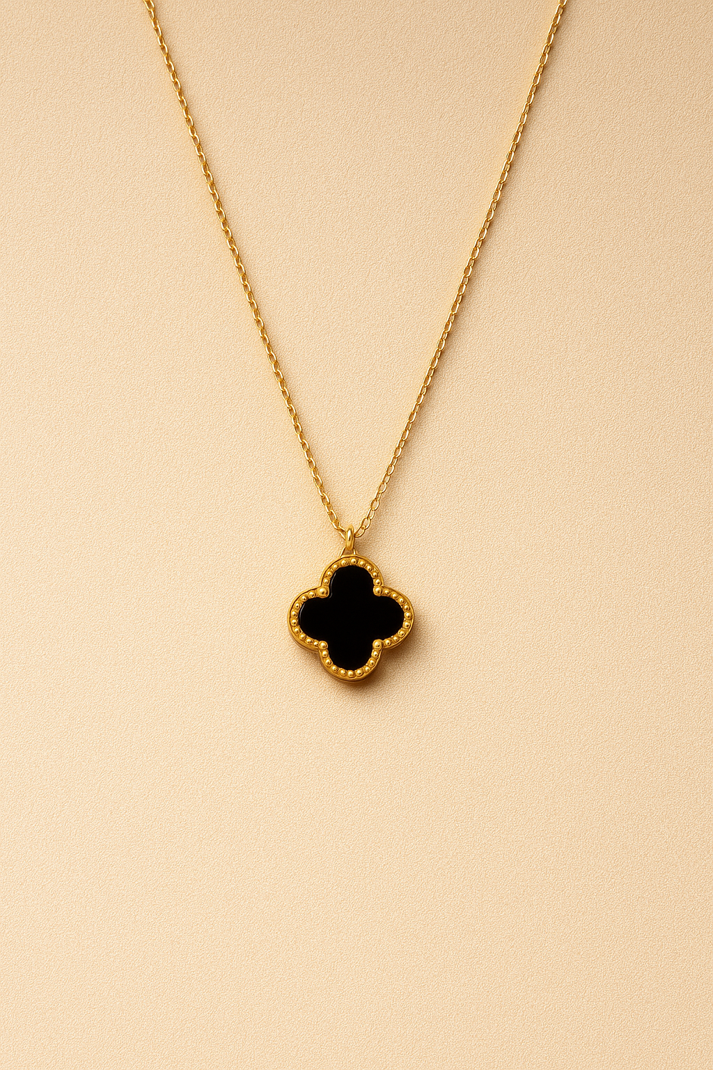 Collier Réversible Trèfle - Noir et Nacre Blanche