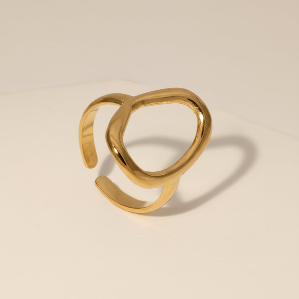 Bague Dorée Ovale Ajouré Ouvert Minimaliste